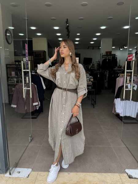 فستان مع ازرار